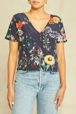 AMOUR VERT Sales 45 Willa Washable Silk Blouse - Provence Floral
