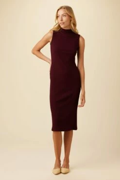 Lux Paris Rib Midi Dress - Plum