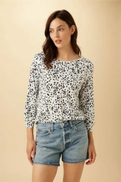 Issa Raglan Slub Tee - Lucy Dot Black