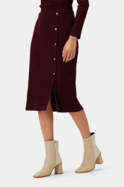 Gadot Paris Rib Skirt - Plum -AMOUR VERT Sales 3800R1 Lux Turtleneck Plum 2