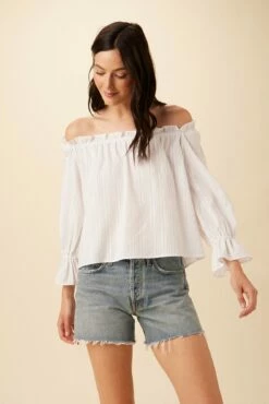 AMOUR VERT Sales 49 Valerie Off-Shoulder Cotton Blouse - White