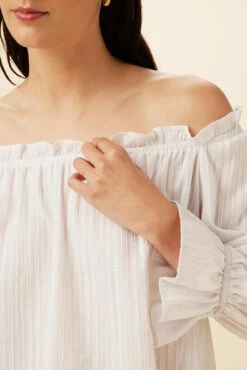 Valerie Off-Shoulder Cotton Blouse - White 9 Valerie Off-Shoulder Cotton Blouse - White -AMOUR VERT Sales 4030 Valerie White 4