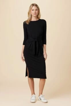 Colombe 3/4 Sleeve Reverie Knit Dress - Black