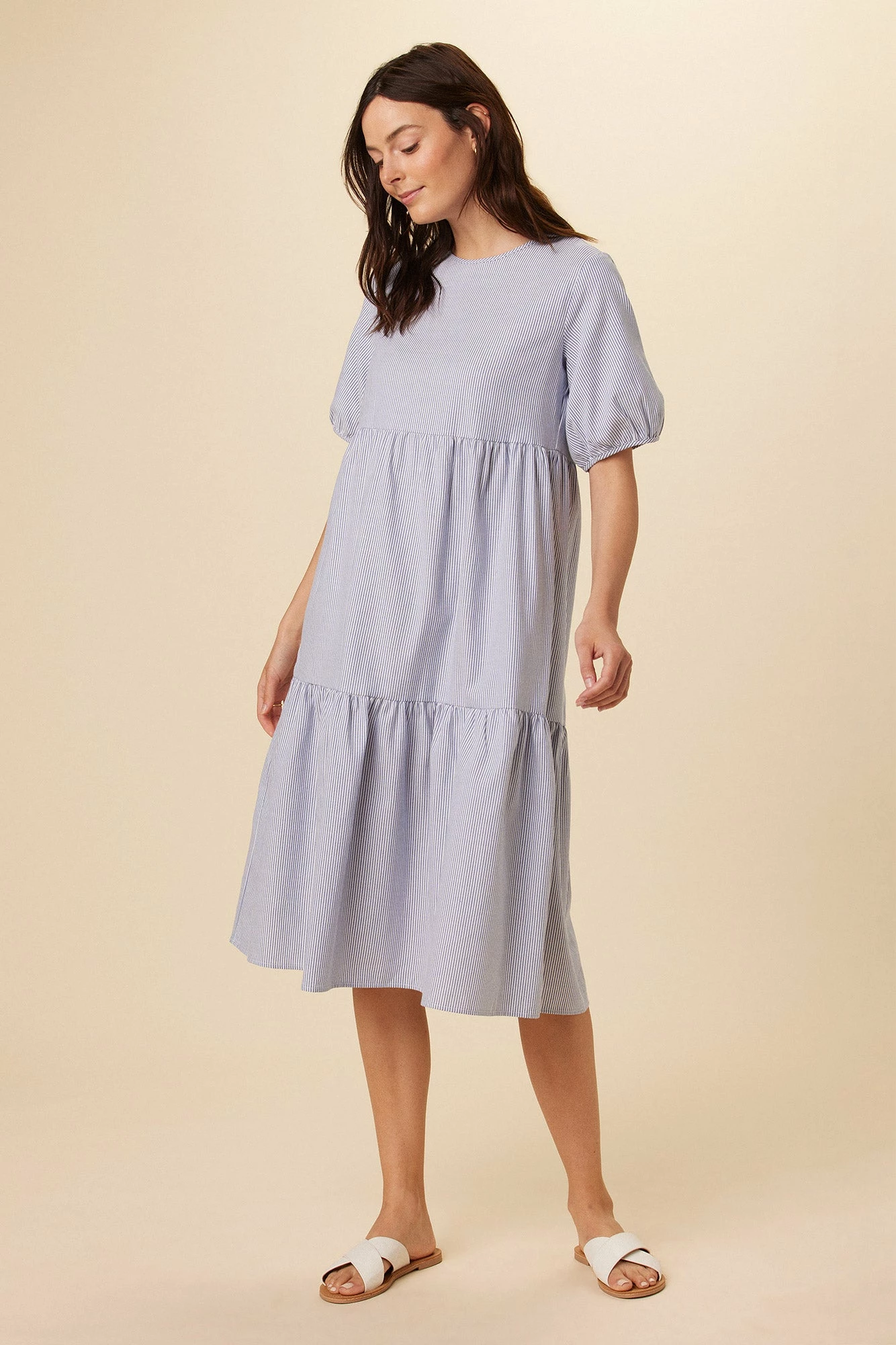 Adele Upcycled Midi Dress - Navy White Stripe 3 Adele Upcycled Midi Dress - Navy White Stripe