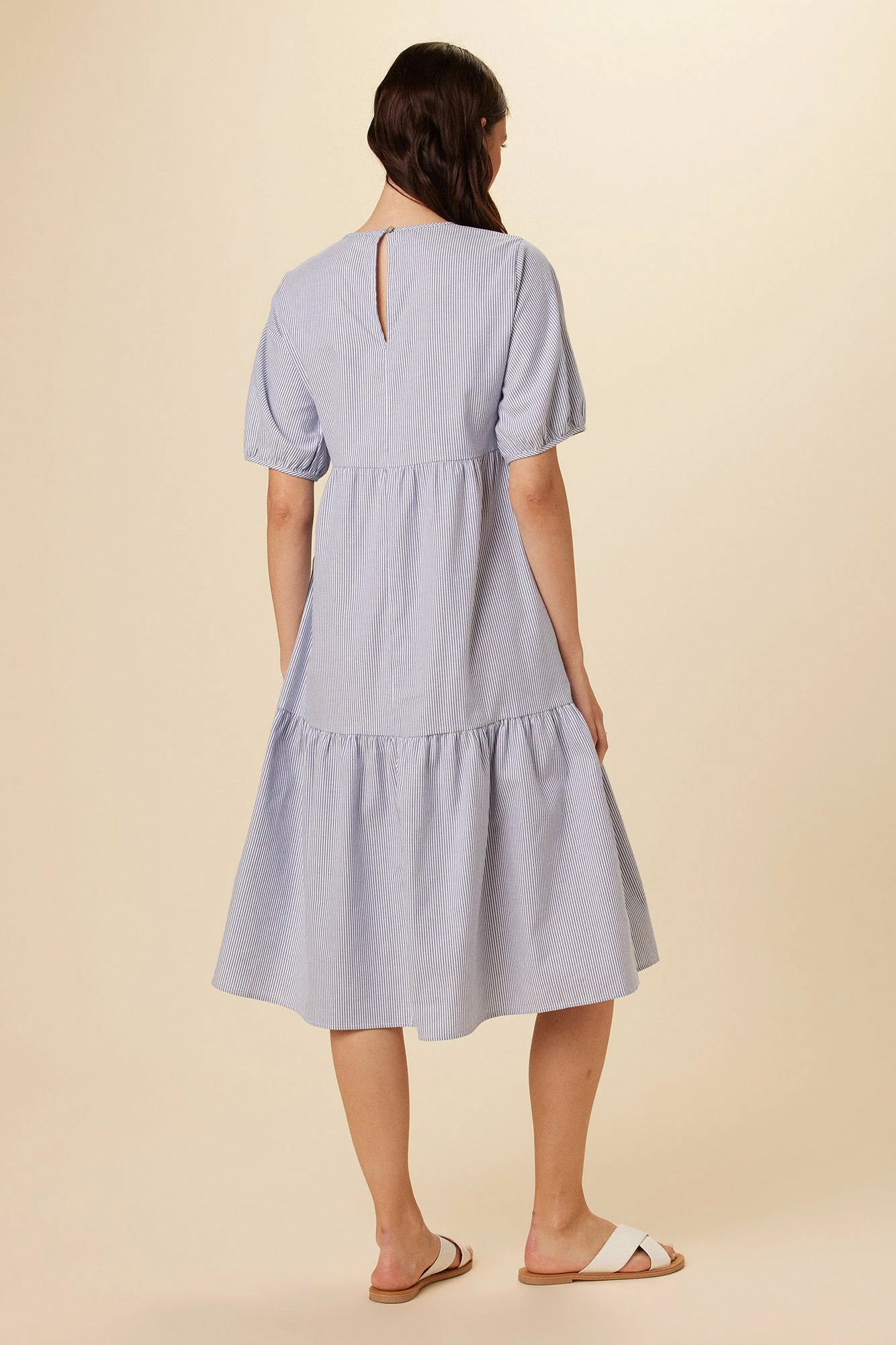 Adele Upcycled Midi Dress - Navy White Stripe 5 Adele Upcycled Midi Dress - Navy White Stripe - Image 3