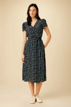 Ellie Washable Silk Dress - Squared Up Black