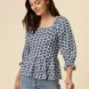 Berenice Reverie Knit Blouse - Calico Navy -AMOUR VERT Sales 7920 Berenice Calico Navy 1