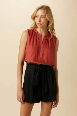 Alicia Tencel Blouse - Red Clay