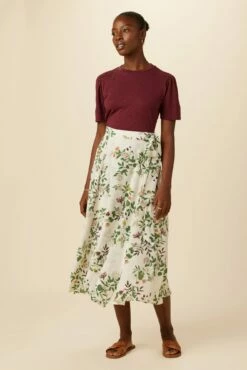 Flora Washable Silk Wrap Skirt - Silverwood Floral -AMOUR VERT Sales 8327 Flora Silverwood Floral 4