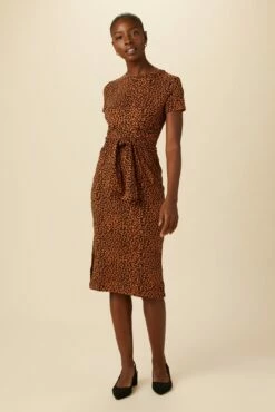 Colombe Reverie Knit Dress - Almond Leopard Print