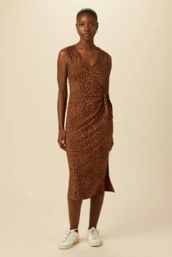 Cornelia Reverie Knit Dress - Almond Leopard Print