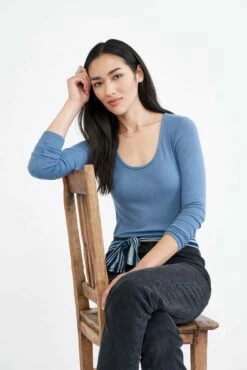 Itana Long Sleeve Dream Rib Tee - Horizon