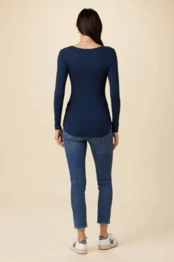 Itana Long Sleeve Dream Rib Tee - Ocean -AMOUR VERT Sales 9456 LS Itana Ocean 3