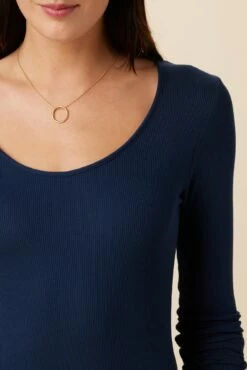 Itana Long Sleeve Dream Rib Tee - Ocean -AMOUR VERT Sales 9456 LS Itana Ocean 4