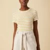 Berkeley Dream Knit Tee - Ivory Sunflower Stripe -AMOUR VERT Sales 9493 SS Berkeley Harbor Stripe Ivory Sunflower 1