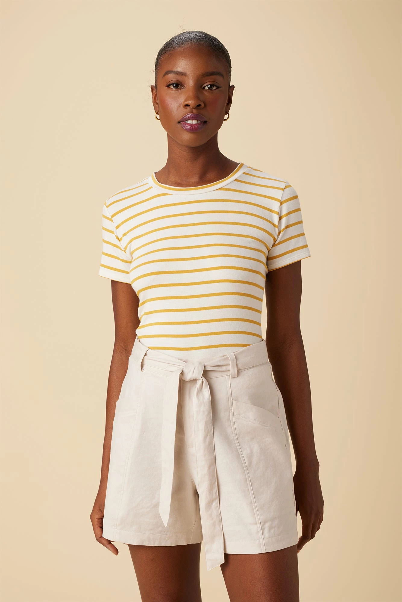 Berkeley Dream Knit Tee - Ivory Sunflower Stripe 3 Berkeley Dream Knit Tee - Ivory Sunflower Stripe