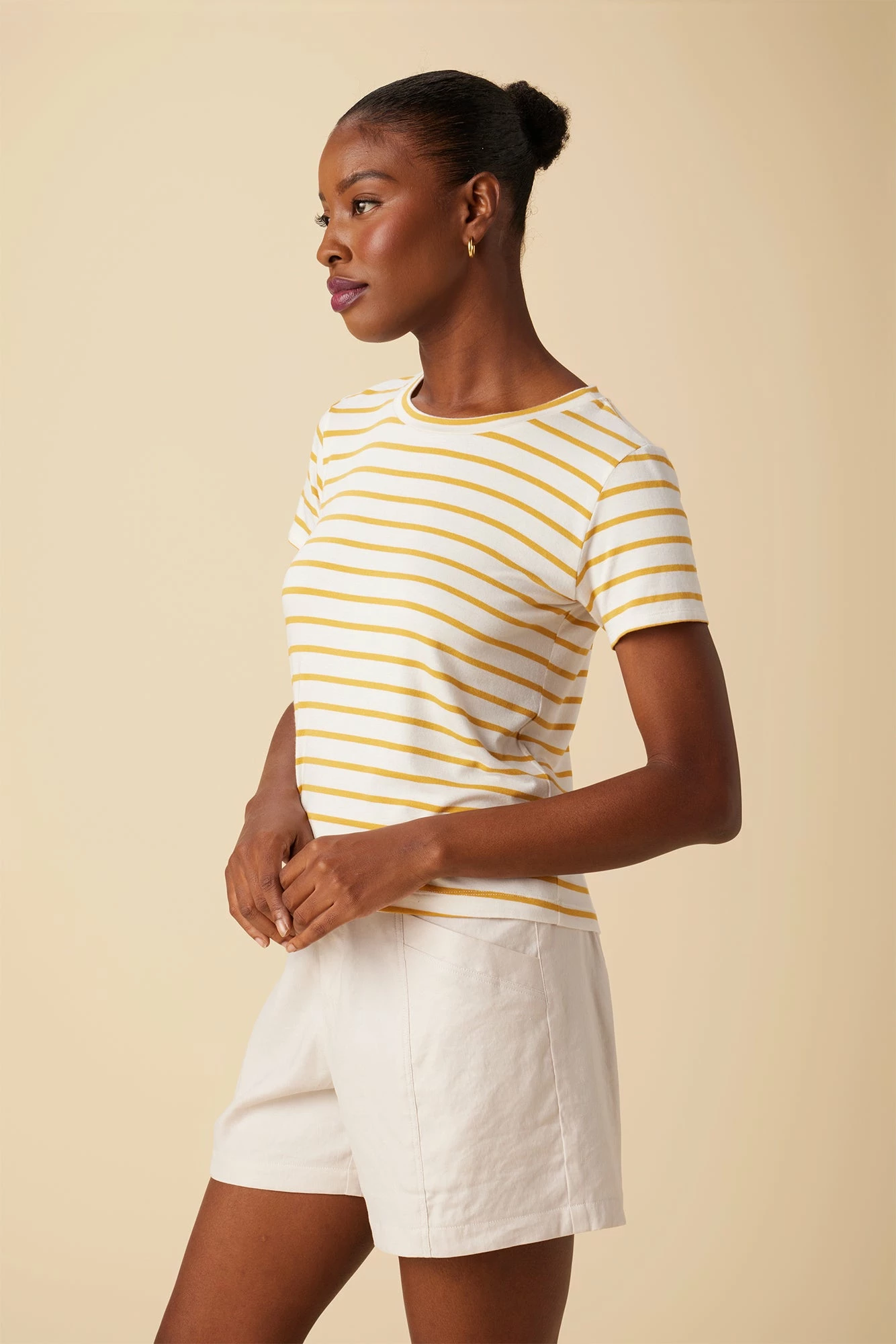 Berkeley Dream Knit Tee - Ivory Sunflower Stripe 4 Berkeley Dream Knit Tee - Ivory Sunflower Stripe - Image 2