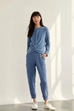 Skylar Luxe Fleece Joggers - Tempest Blue