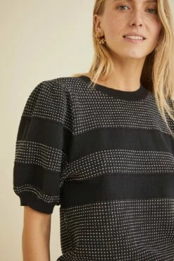 Liza Sweater Tee - Black Texture Stripe -AMOUR VERT Sales 9666 Liza Black Texture Stripe 2241 web 837c0400 21cf 47d2 95fc 11e1107874c4