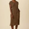 Cindra Washable Silk Midi Dress - Caramel Sauvage -AMOUR VERT Sales 9674 Cindra Caramel Sauvage 1