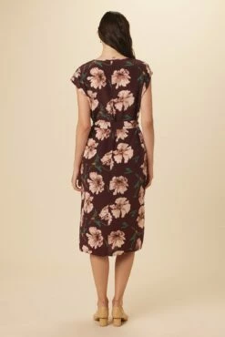 Cindra Washable Silk Midi Dress - Paysage Sepia -AMOUR VERT Sales 9674 Cindra Paysage Sepia 3