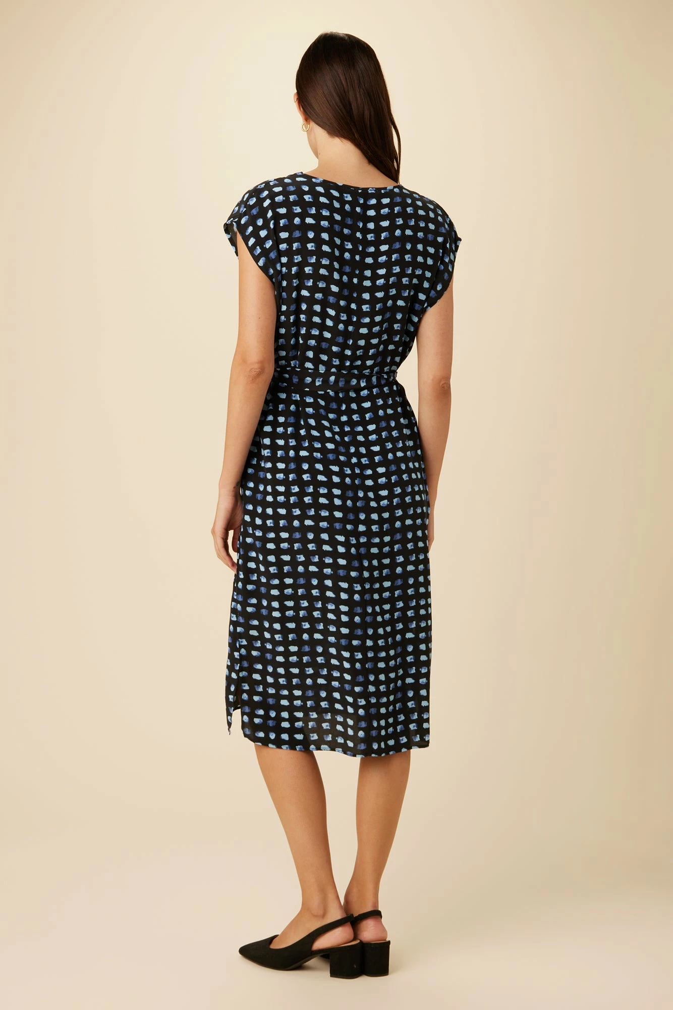 Cindra Washable Silk Midi Dress - Squared Up Black 5 Cindra Washable Silk Midi Dress - Squared Up Black - Image 3