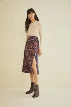 Ollie Midi Skirt - Matisse 7 Ollie Midi Skirt - Matisse -AMOUR VERT Sales 9678 Ollie Silk Matisse Rust 2296 web