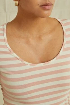 Cara Reverie Knit Tee - Rose And Ivory -AMOUR VERT Sales 9818CaraParisStripeRoseIvory 7084 web