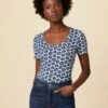 Cara Reverie Knit Tee - Calico Navy -AMOUR VERT Sales 9818R1 SS Cara Calico Navy 1