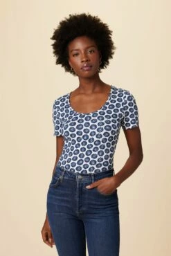 Cara Reverie Knit Tee - Calico Navy