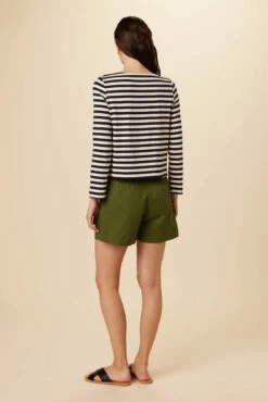 Cecelia Long Sleeve Reverie Knit Tee - Navy And Ivory -AMOUR VERT Sales 9819 Cecelia Navy Ivory Stripe 3