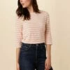 Cecelia Reverie Knit Tee - Rose And Ivory -AMOUR VERT Sales 9819 Cecelia Rose Ivory Stripe 1