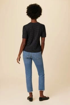 Odilia Reverie Slub Tee - Nissi Stripe Black -AMOUR VERT Sales 9828 Odilia Slub Nissi Stripe Black 3