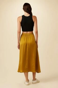 Blaze Cottonseed Cupro Skirt - Gold -AMOUR VERT Sales 9837 Blaze Cupro Gold 3