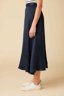 Blaze Cottonseed Cupro Skirt - Navy -AMOUR VERT Sales 9837 Blaze Cupro Navy 2