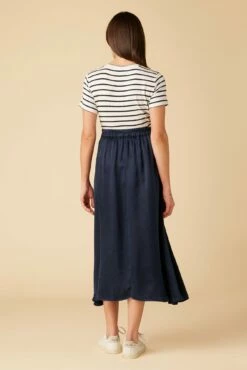 Blaze Cottonseed Cupro Skirt - Navy -AMOUR VERT Sales 9837 Blaze Cupro Navy 3