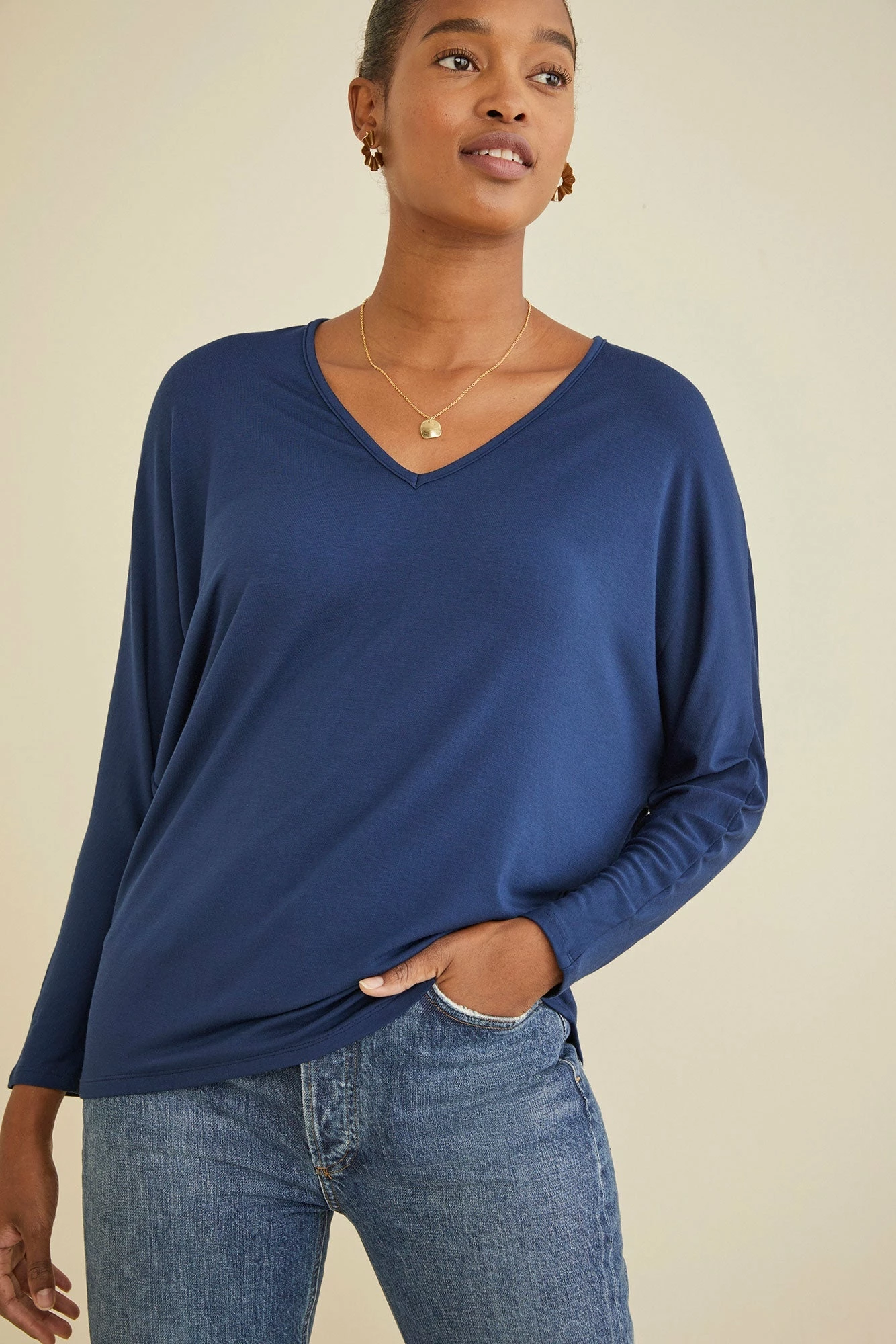 Mayr Long Sleeve Dream Knit Tee - Navy 3 Mayr Long Sleeve Dream Knit Tee - Navy