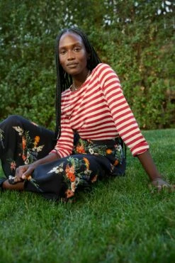 Cecelia Long Sleeve Reverie Knit Tee - Zinnia And Ivory