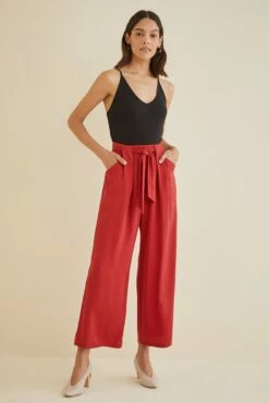 Eldora Wide Leg Pants - Red