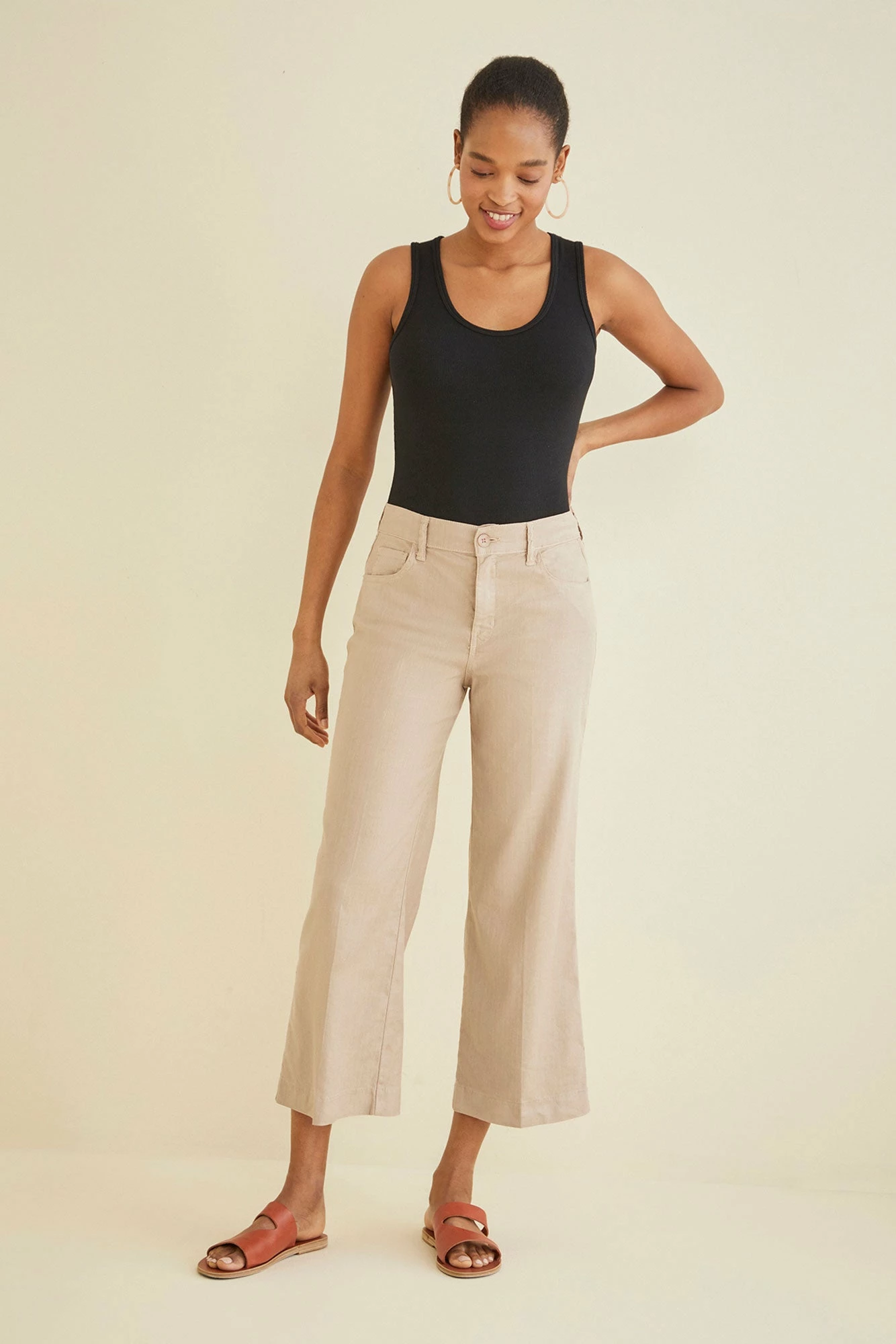 Annabelle Wide Leg Cropped Pant - Raw Sugar