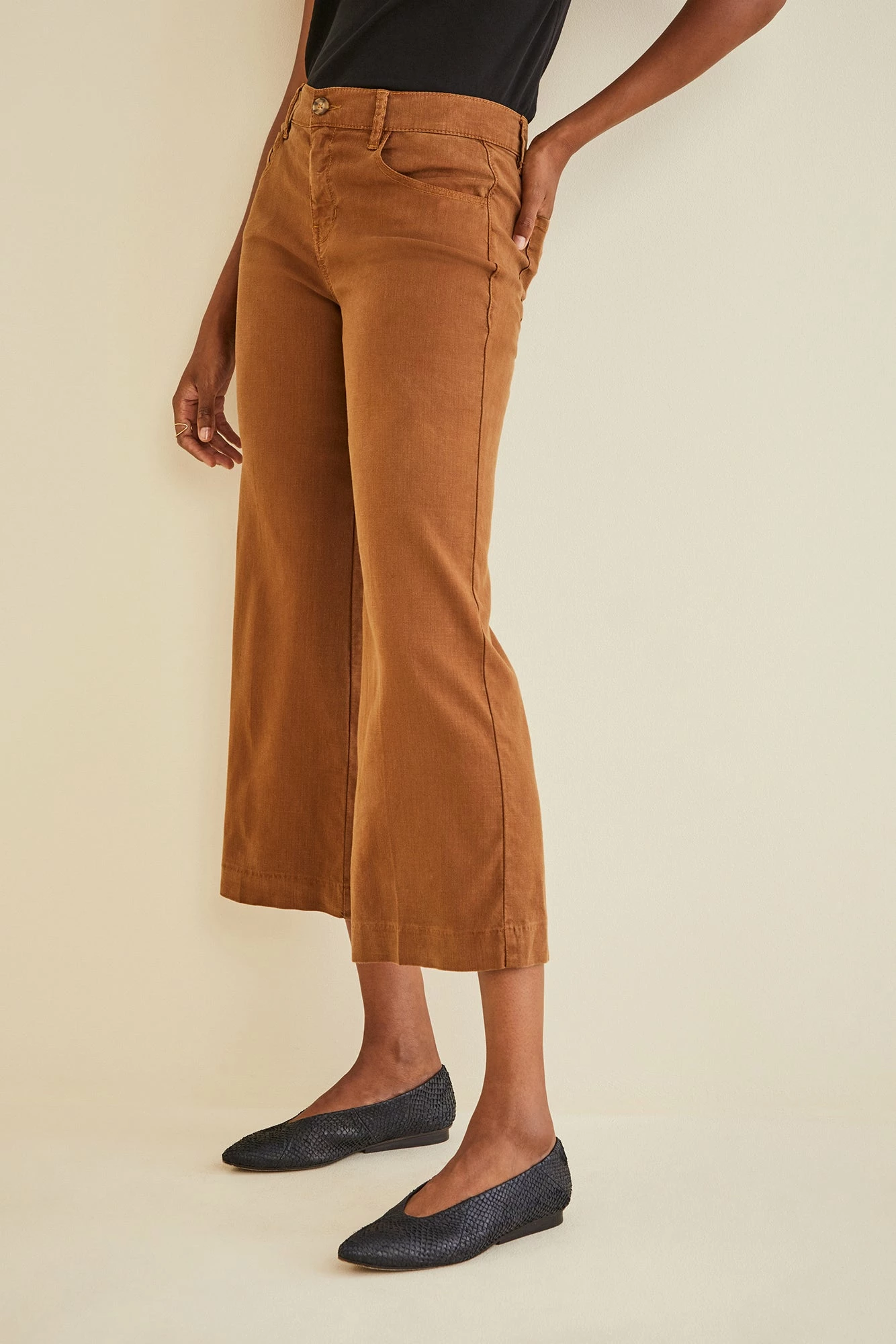 Annabelle Wide Leg Cropped Pant - Tobacco 4 Annabelle Wide Leg Cropped Pant - Tobacco - Image 2