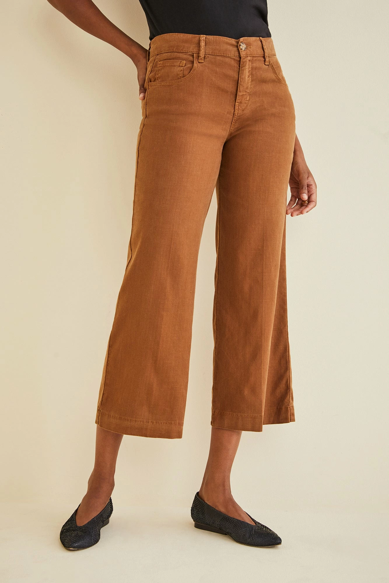 Annabelle Wide Leg Cropped Pant - Tobacco 5 Annabelle Wide Leg Cropped Pant - Tobacco - Image 3