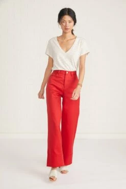 Kowtow Stage Pant -AMOUR VERT Sales stage pant red 006 web
