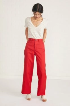 Kowtow Stage Pant -AMOUR VERT Sales stage pant red 018 web