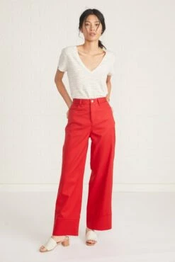 Kowtow Stage Pant -AMOUR VERT Sales stage pant red 021 web